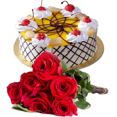 round-pineapple-cake-n-cherry-6-roses